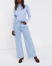 Womens Weekday Ace Wide Leg Cotton In Summer Blue