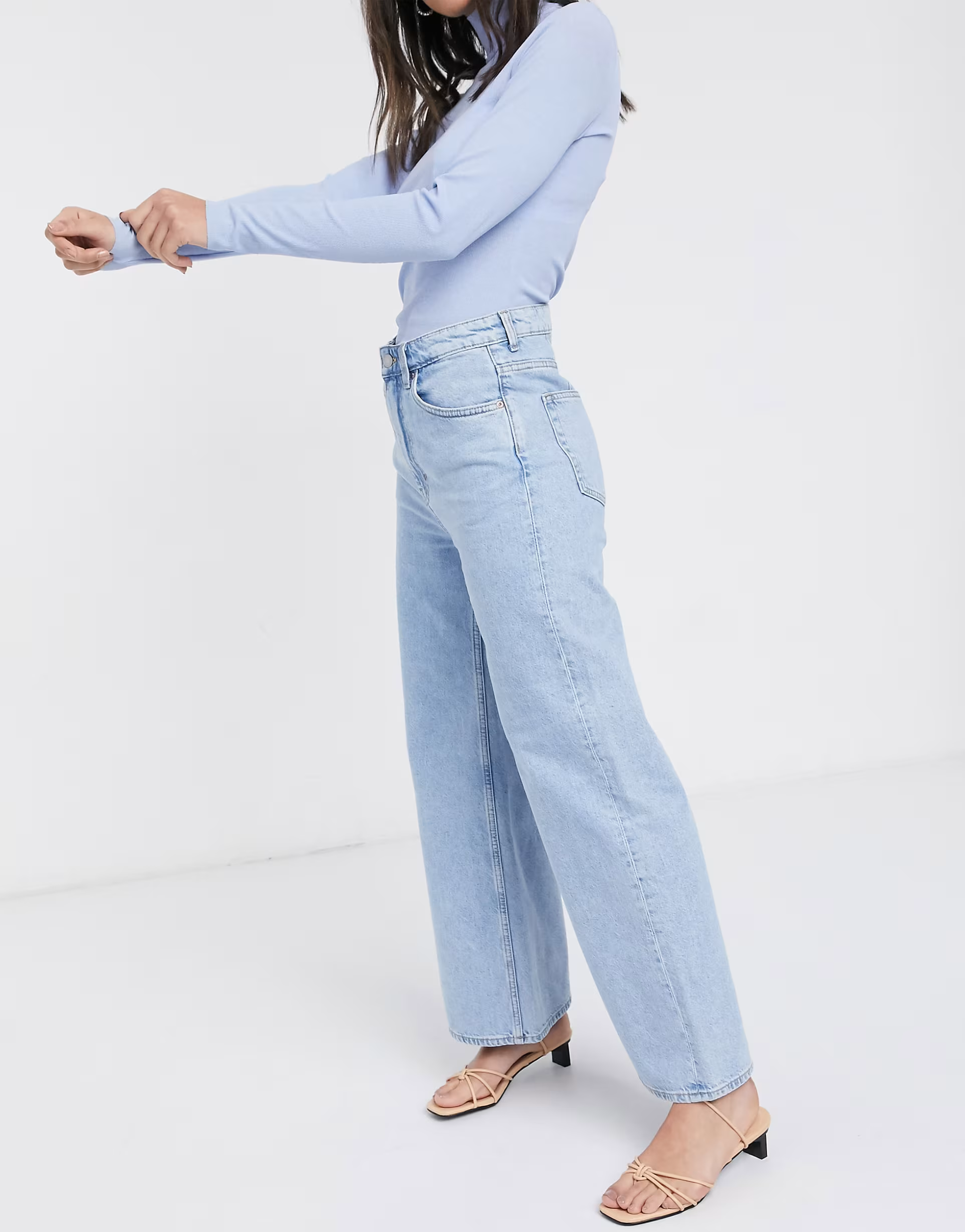 Womens Weekday Ace Wide Leg Cotton In Summer Blue