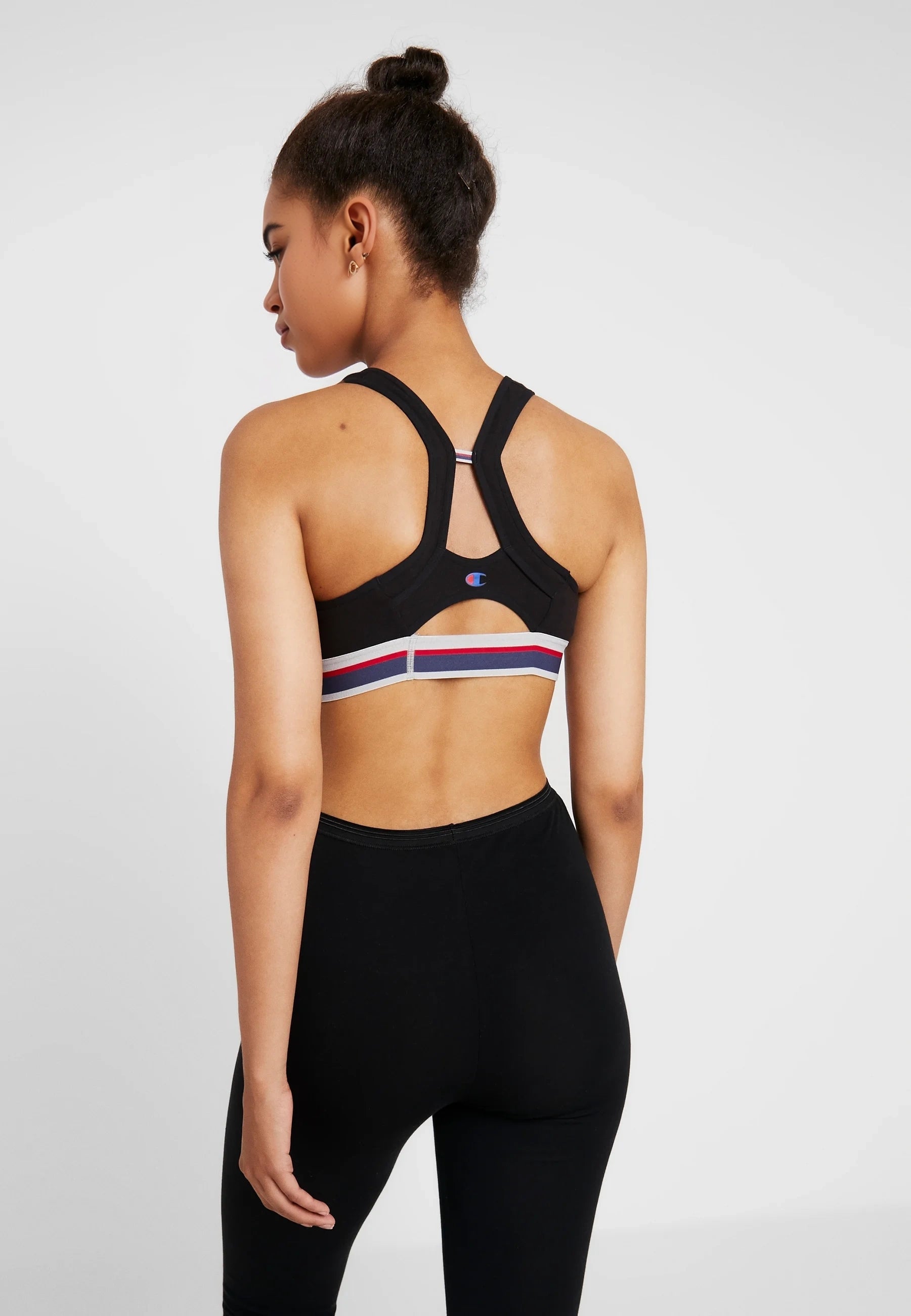 Champion Womens Authentic Logo Crop Top Bralett In Black