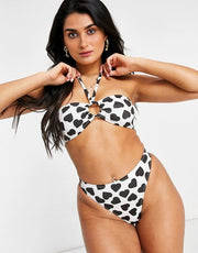 Womens Pistol Panties Bandeau Biki Set With Heart Hardware In Heart Print