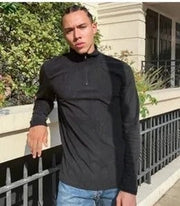 Brave Soul Mens Tall Quarter Zip High Neck Fleece In Black