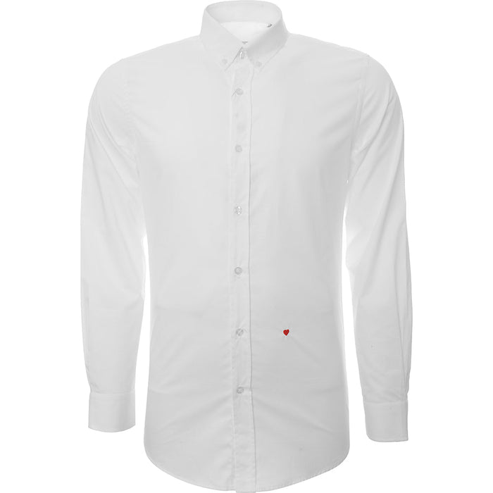 Button Men's White Solid Shirt