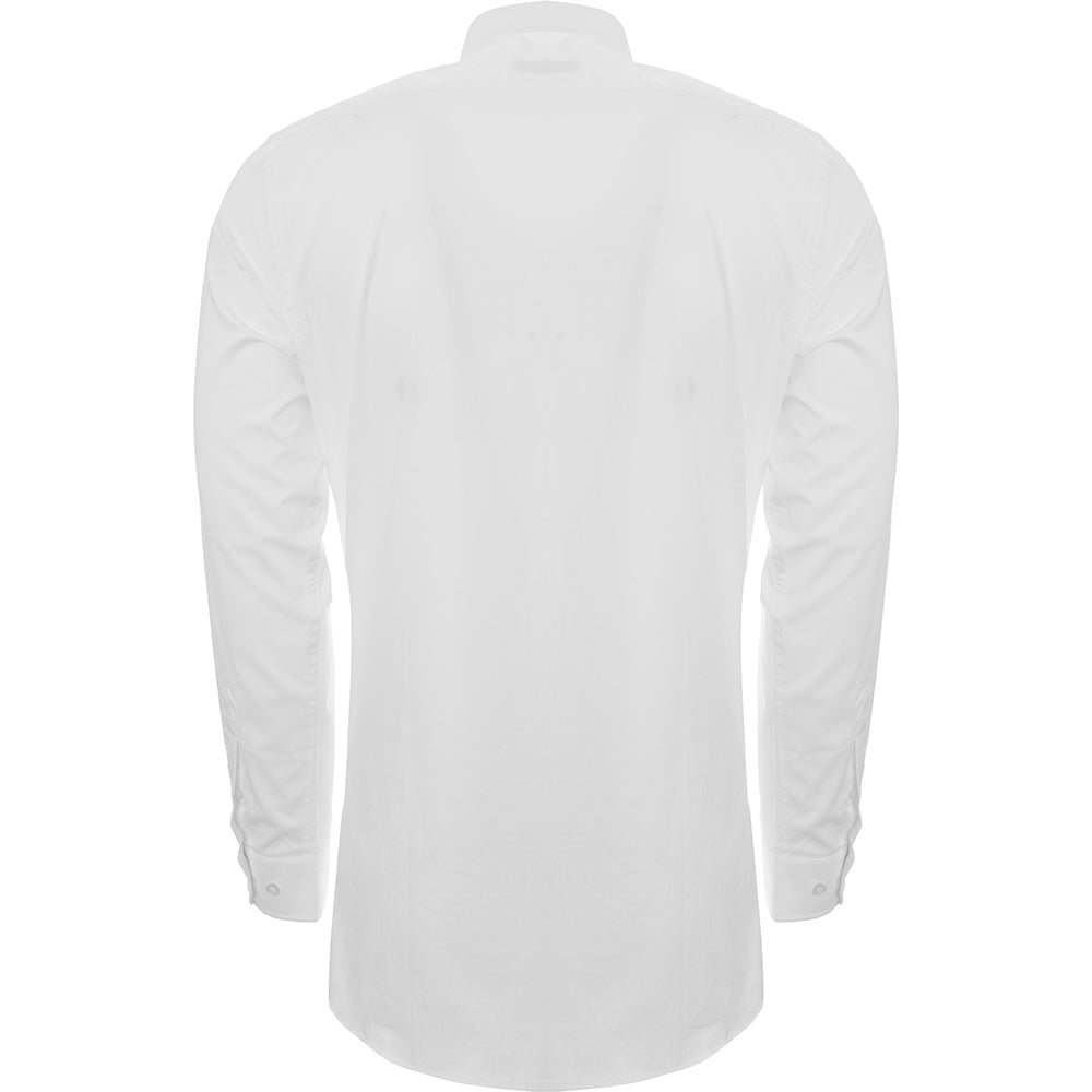 Button Men's White Solid Shirt