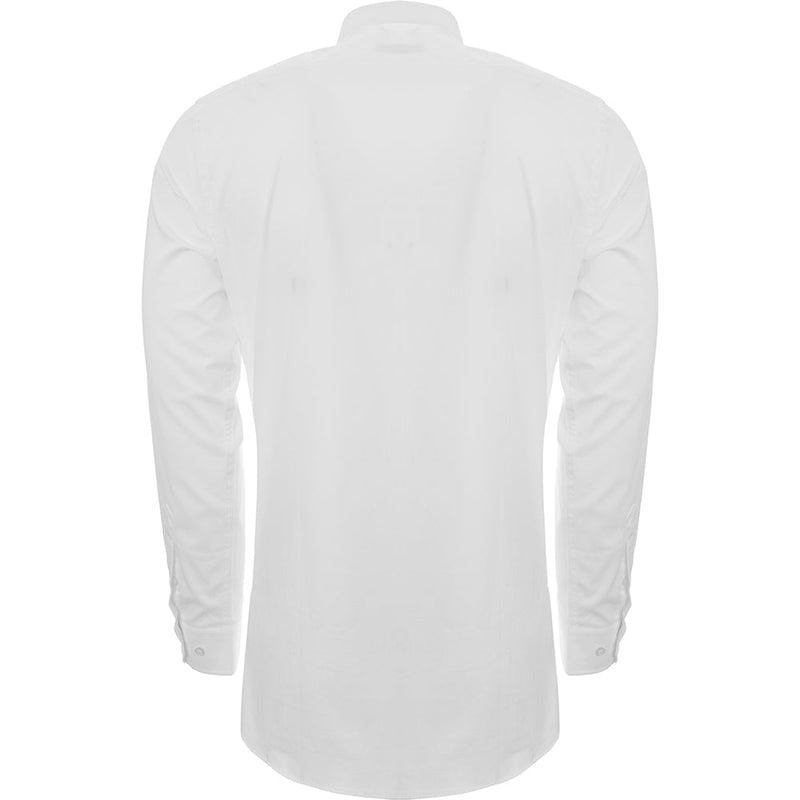 Button Men's White Solid Shirt