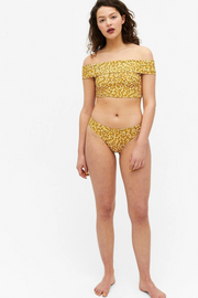 Monki Womens Maja Polyester Floral Print Off Shoulder Bikini Top In Multi