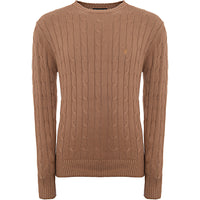 French Connection Men's Camel Logo Cable Knit Jumper