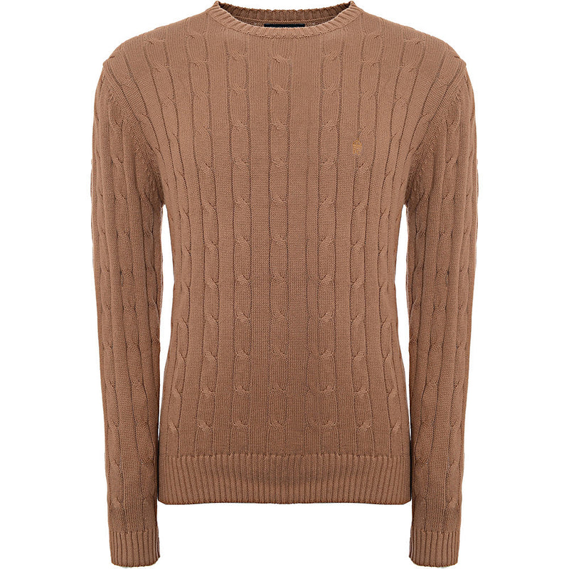 French Connection Men's Camel Logo Cable Knit Jumper