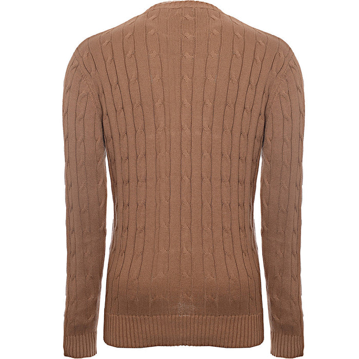 French Connection Men's Camel Logo Cable Knit Jumper