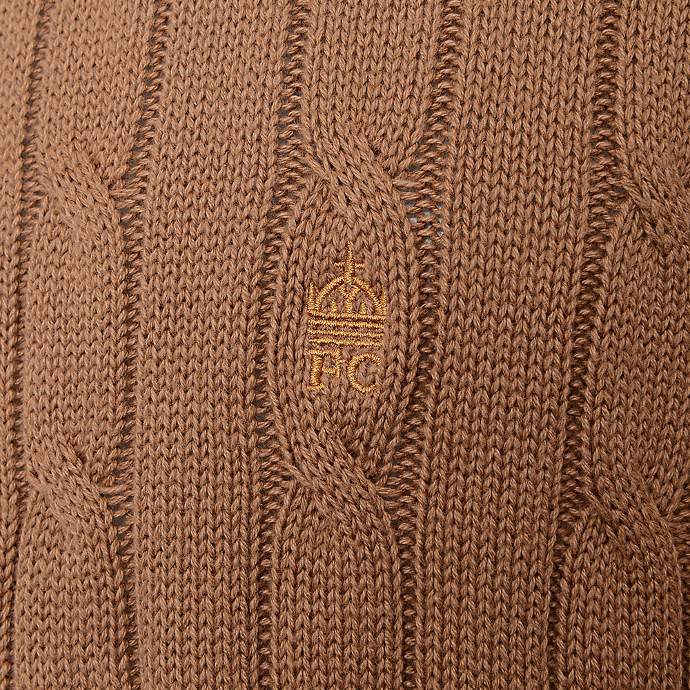 French Connection Men's Camel Logo Cable Knit Jumper