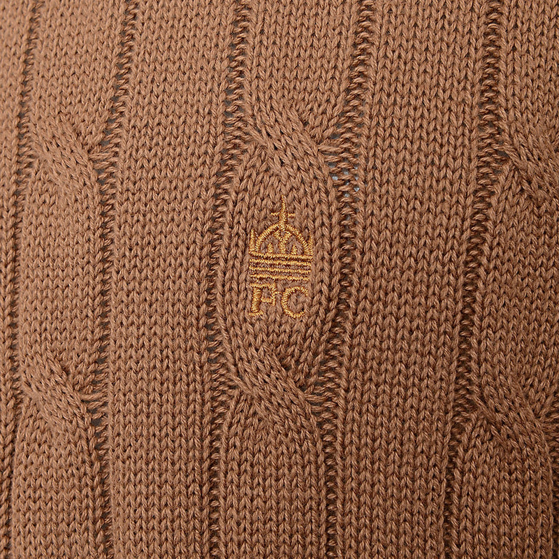 French Connection Men's Camel Logo Cable Knit Jumper