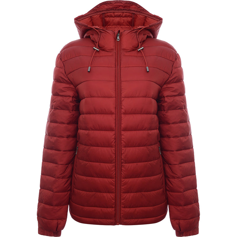 Celio Mens Deep Red Quilted Jacket with Hood