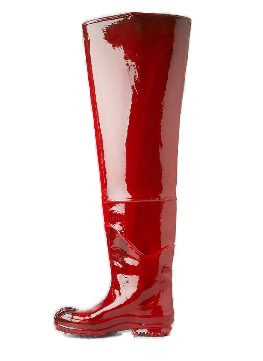 Maison Margiela Men's Knee-High Boots in Red
