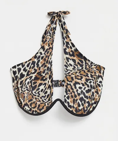 Missguided Womens Fuller Bust Underwired Bikini Top in Leopard Print In Multi