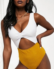 Womens Peek & Beau Fuller Bust Cut Out Textured Swimsuit In Ochre