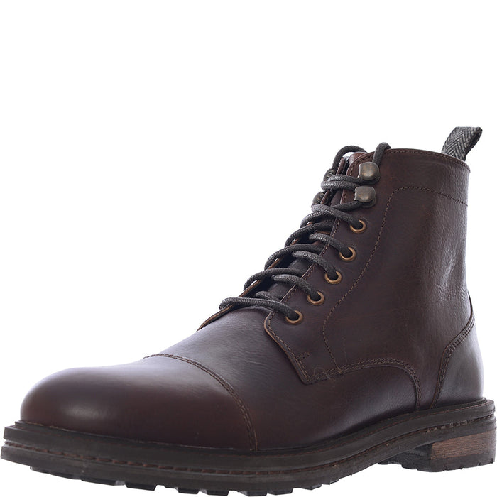 Walk London Mens Brown Waxy Leather Wolf Toe Cap Boots