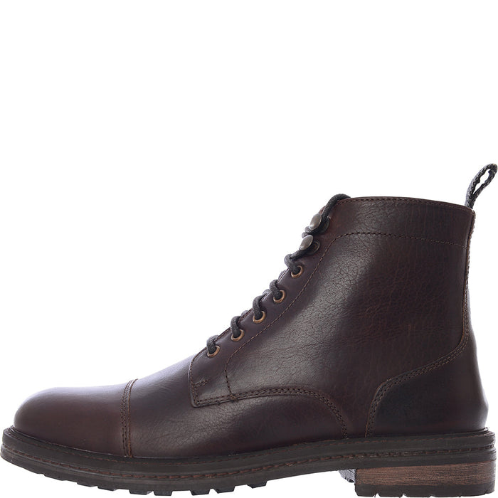 Walk London Mens Brown Waxy Leather Wolf Toe Cap Boots