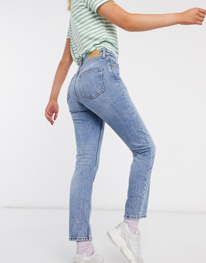 Monki Womens Kimomo Organic Cotton High Waist Jeans In Blue