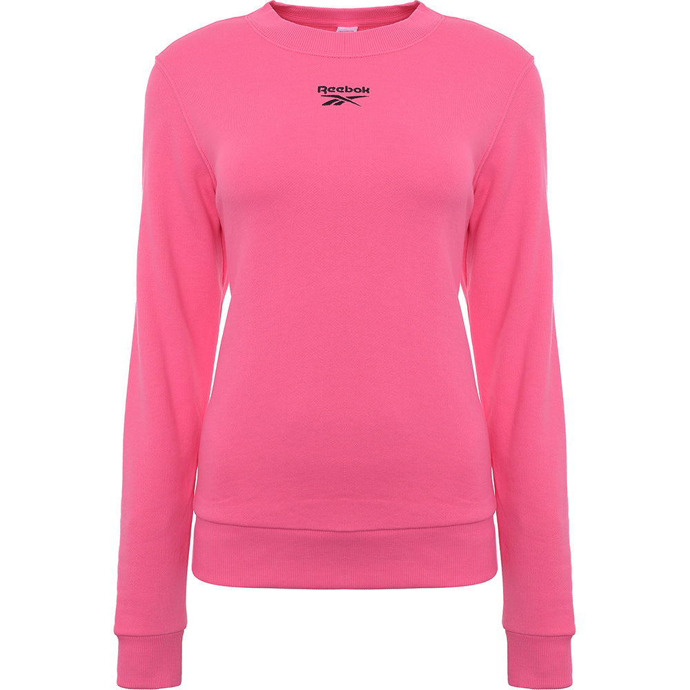 Reebok Women's Pink Small Logo Crew Neck Sweatshirt