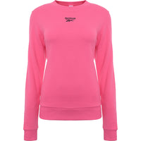 Reebok Women's Pink Small Logo Crew Neck Sweatshirt