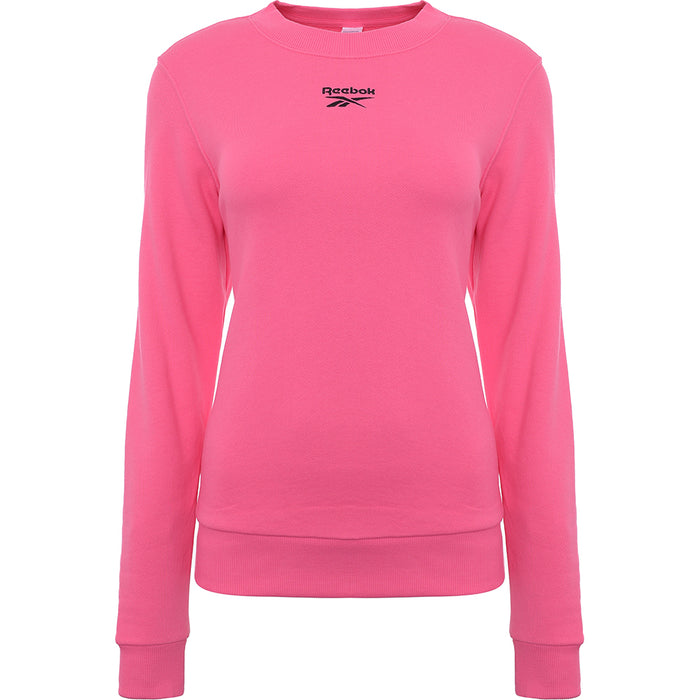 Reebok Women's Pink Small Logo Crew Neck Sweatshirt