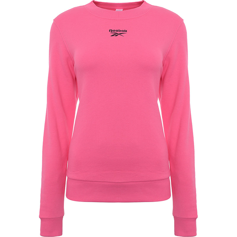 Reebok Women's Pink Small Logo Crew Neck Sweatshirt