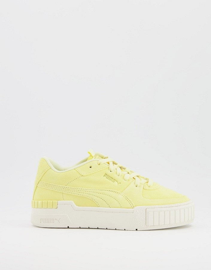 Puma Womens Cali Suede Gum Sole Trainers in Yellow