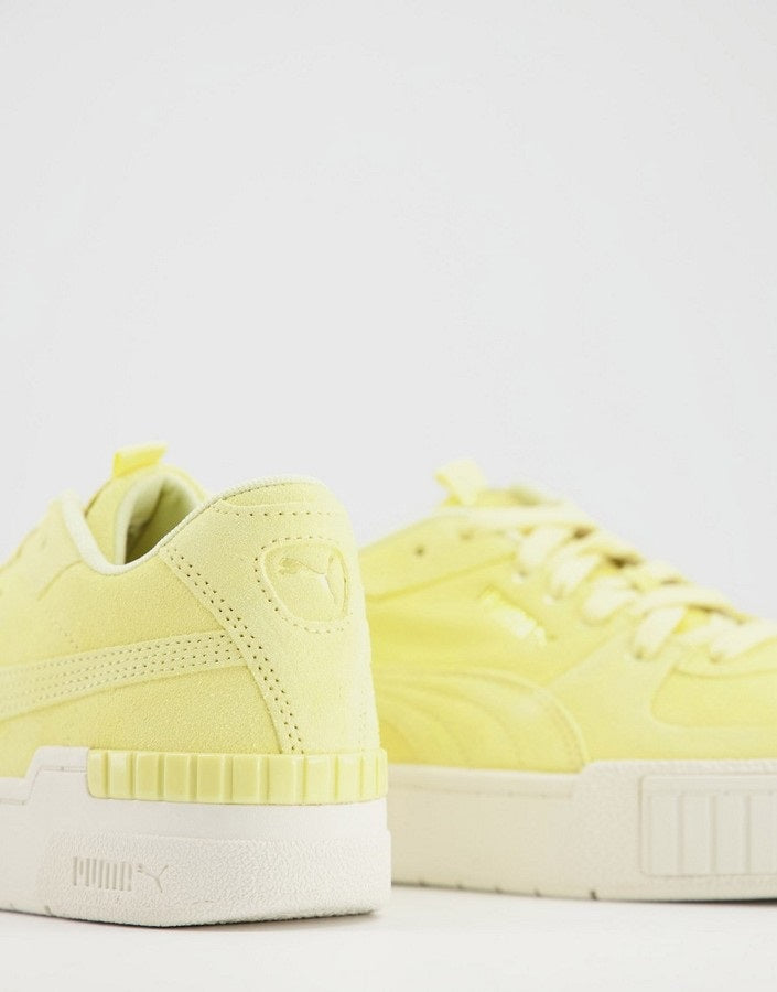 Puma Womens Cali Suede Gum Sole Trainers in Yellow