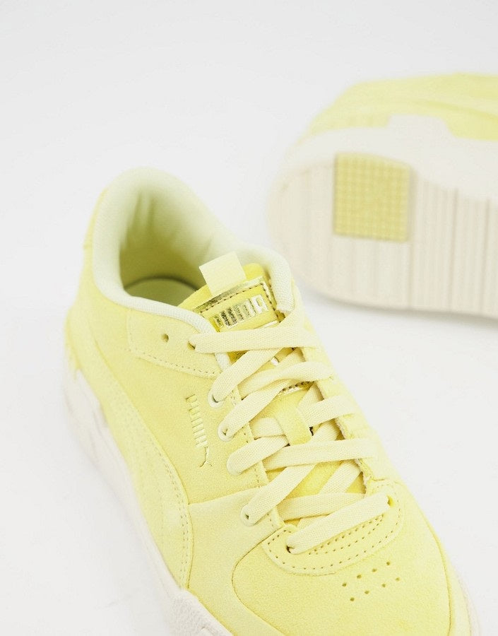 Puma Womens Cali Suede Gum Sole Trainers in Yellow