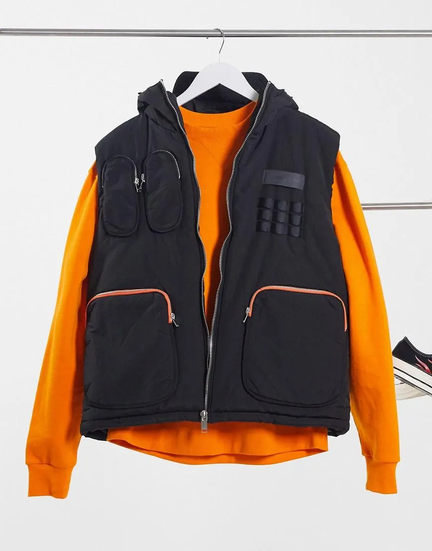 Sixth June Mens Sleeveless Gilet With Utility In Black