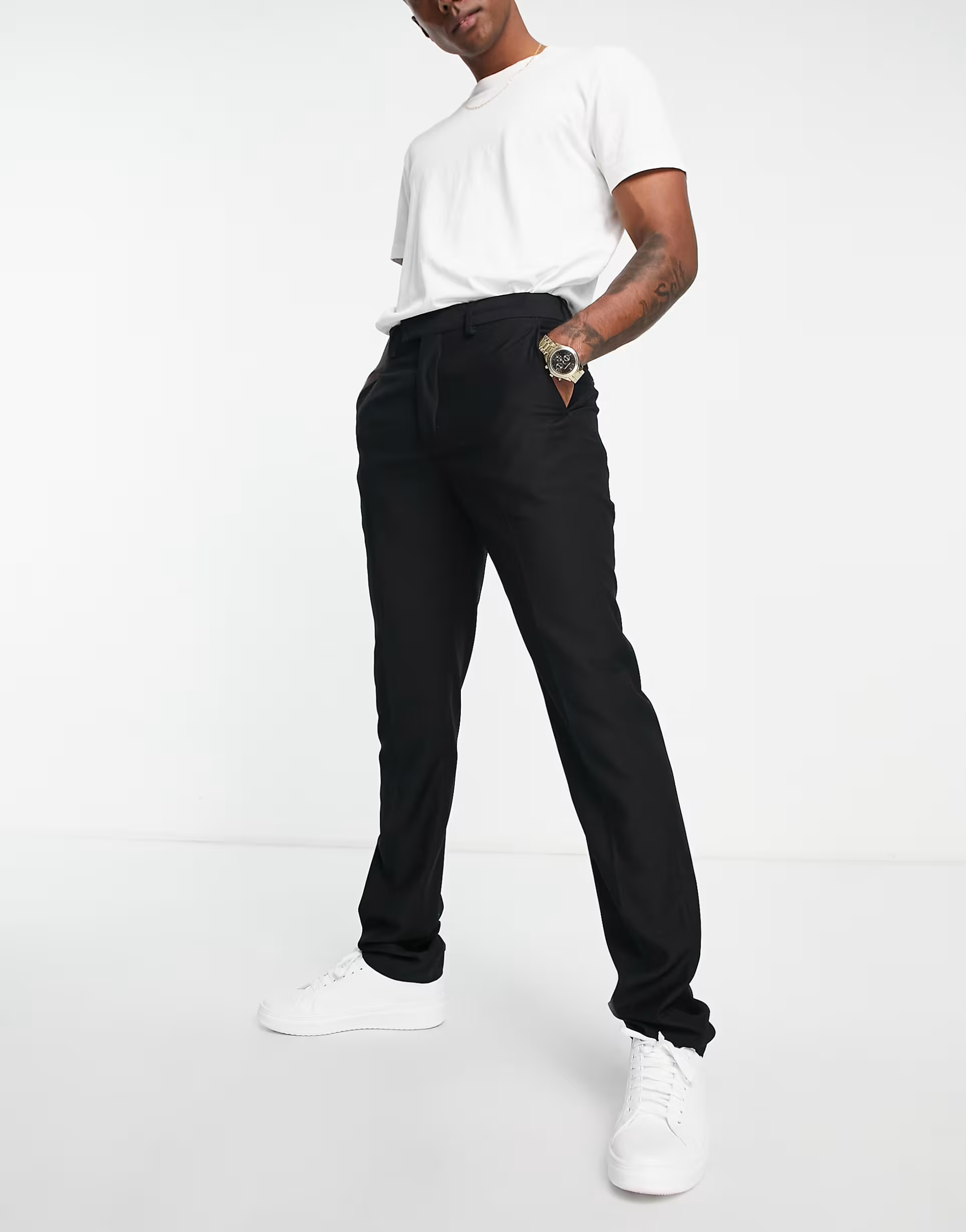 French Connection Mens Tall Slim Fit Dinner Suit Trousers In Black