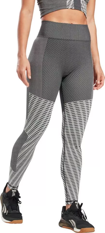 Womens Reebok Training Seamless Pattern Leggings in Black And White