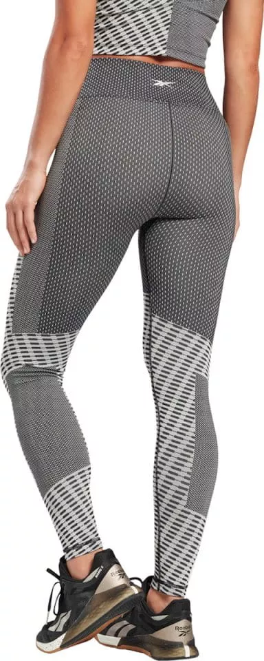Womens Reebok Training Seamless Pattern Leggings in Black And White