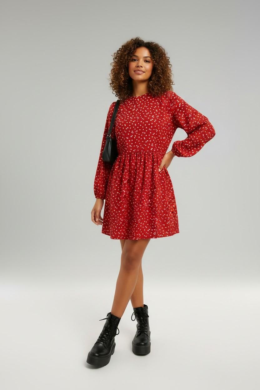 Daisy Street Womens Mini Smock Dress in Ditsy Floral