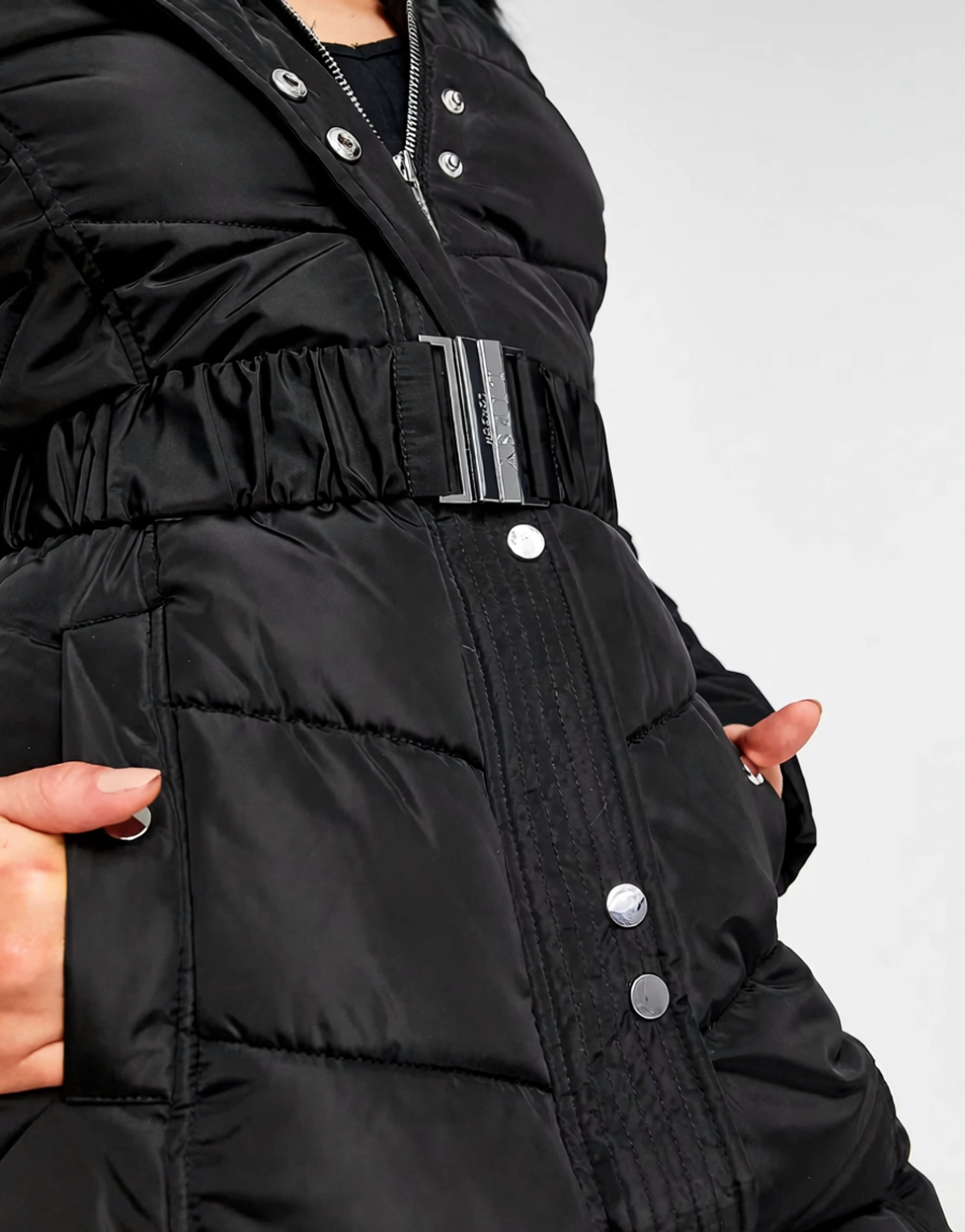 Womens Lipsy Padded Coat With Faux Fur Trim Detail In Black