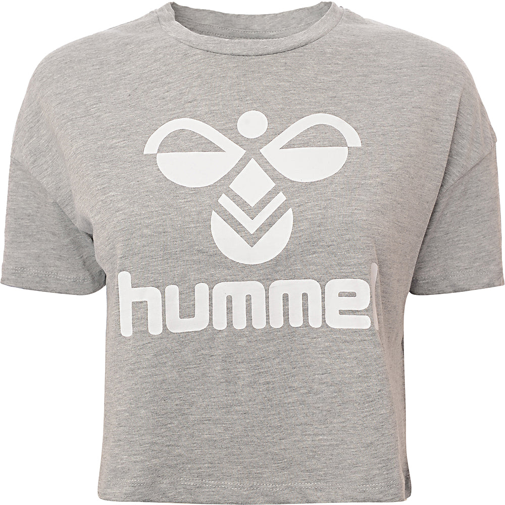 Hummel Womens Classic Chevron Crop T-Shirt in Grey