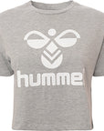 Hummel Womens Classic Chevron Crop T-Shirt in Grey