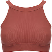 Onzie Womens High Support Ribbed Yoga Crop Top in Red