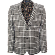 Harry Brown Mens Skinny Fit Metallic Checked Suit Jacket in Grey