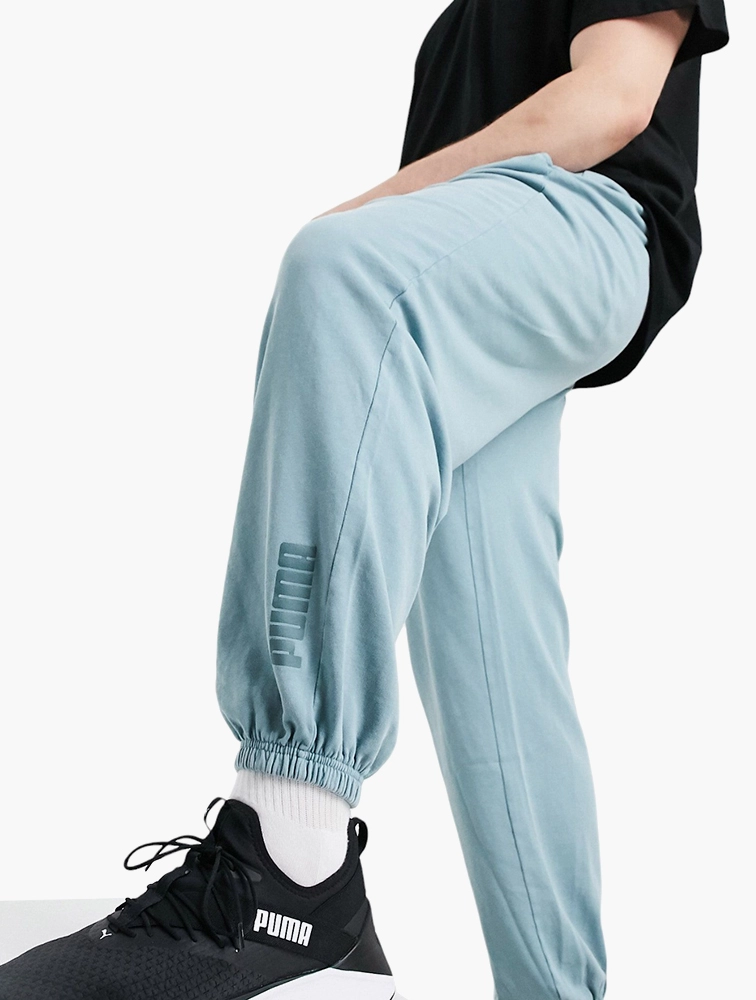 Mens Puma Plus Oversized Joggers in Washed Blue