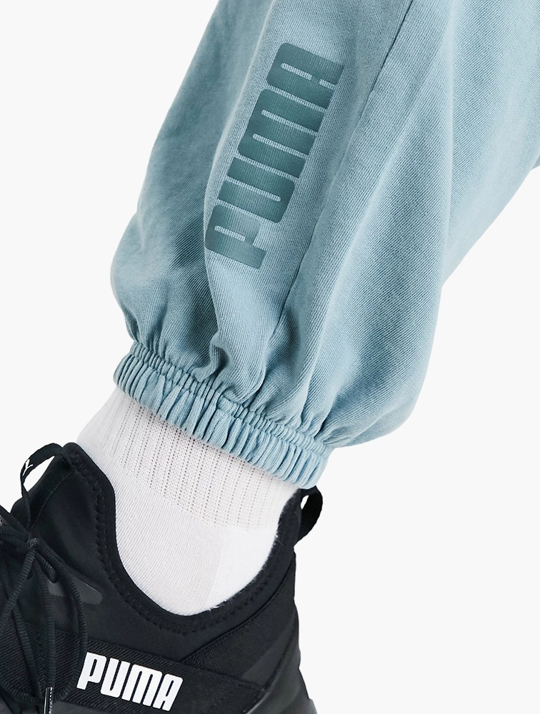 Mens Puma Plus Oversized Joggers in Washed Blue