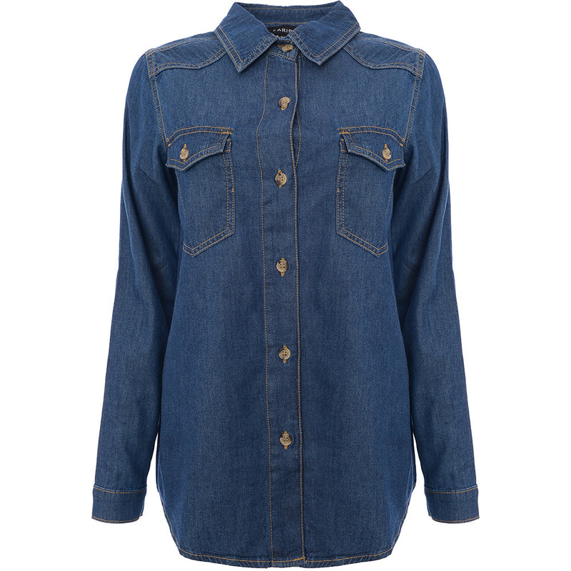 Parisian Womens Blue Oversized Denim Shirt