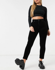 Monki Womens Kimmy Cotton Cord Trousers In Black