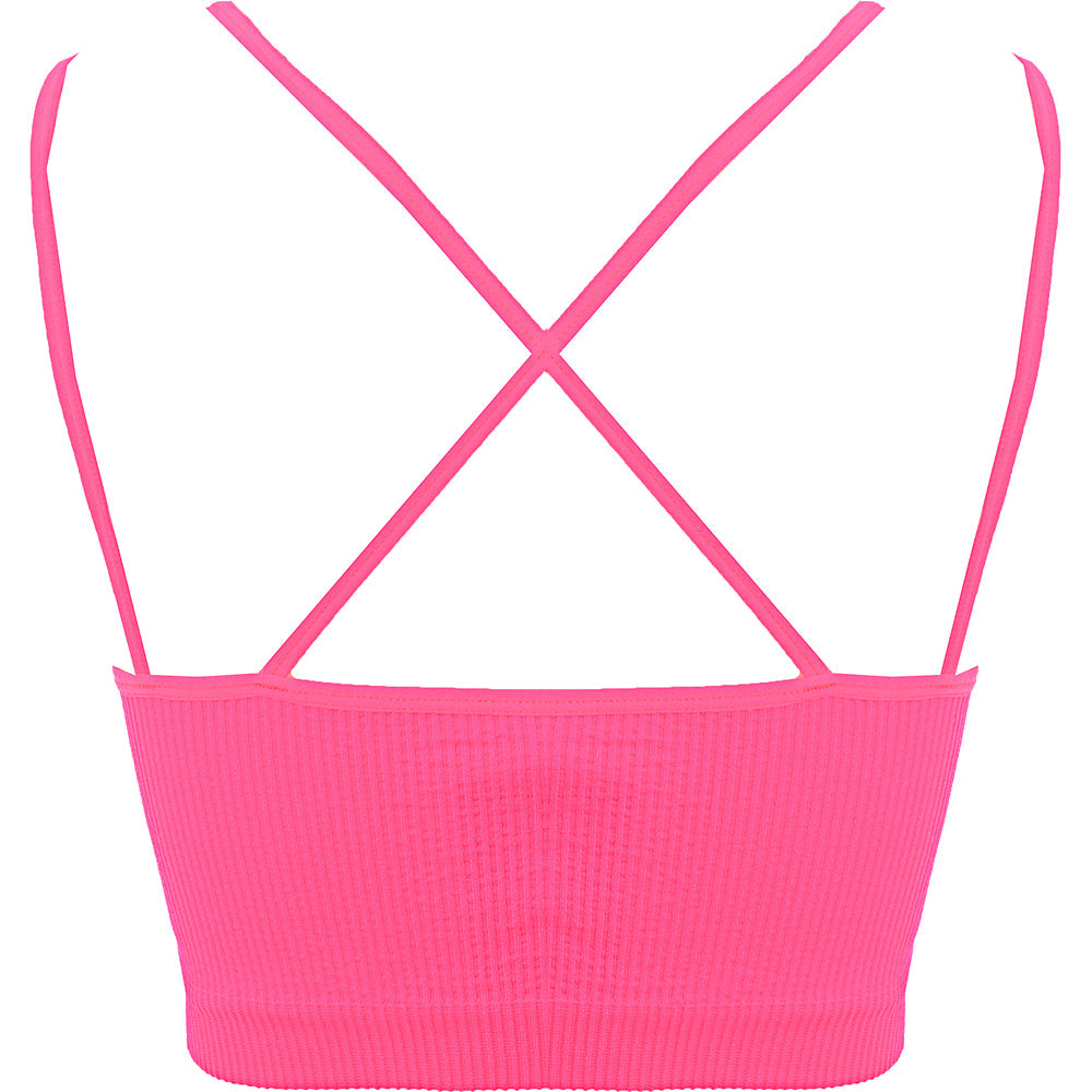 South Beach Womens Light Support Rib Cross Back in Pink