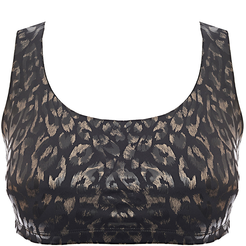 ONZIE Womens Mudra Medium Support Sports Bra in Metallic Animal