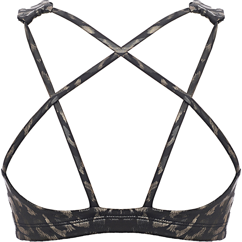 ONZIE Womens Mudra Medium Support Sports Bra in Metallic Animal