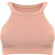 Onzie Women's Beige High Support Ribbed Yoga Crop Top