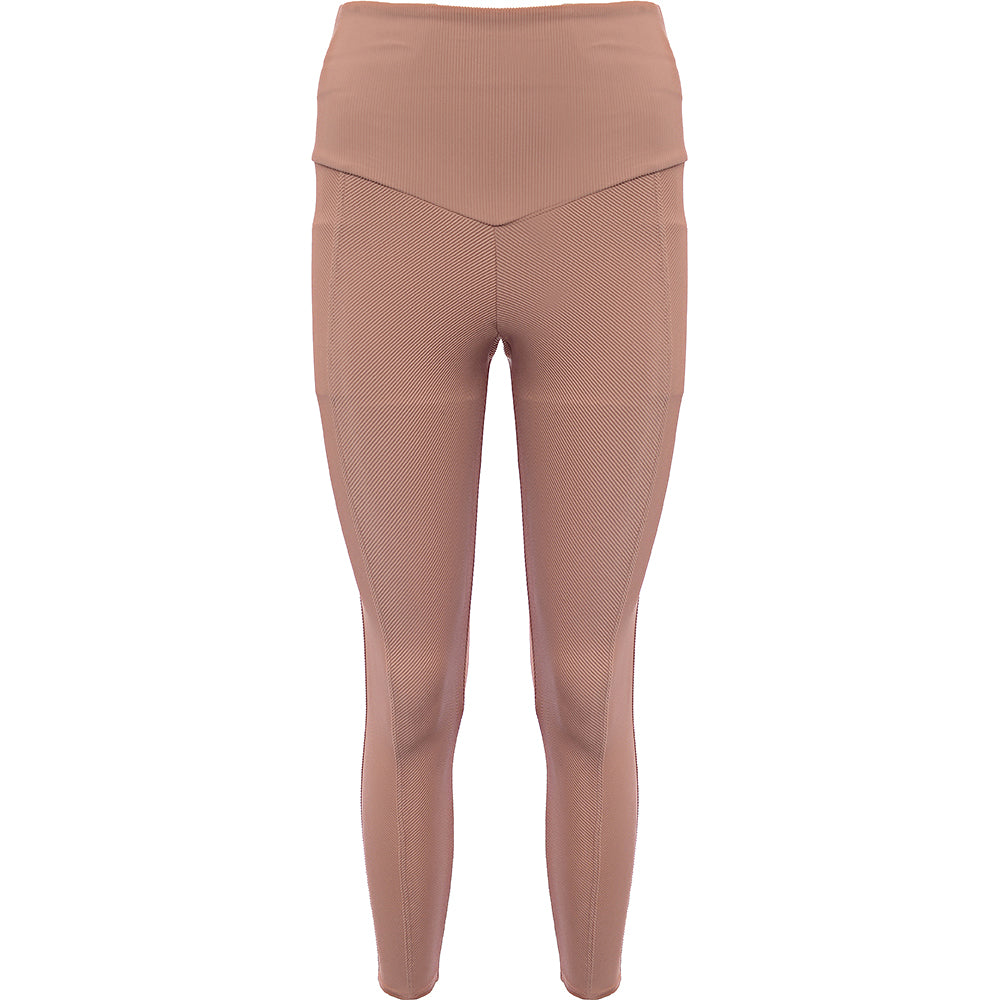 Onzie Womens Beige High Waisted Ribbed Leggings