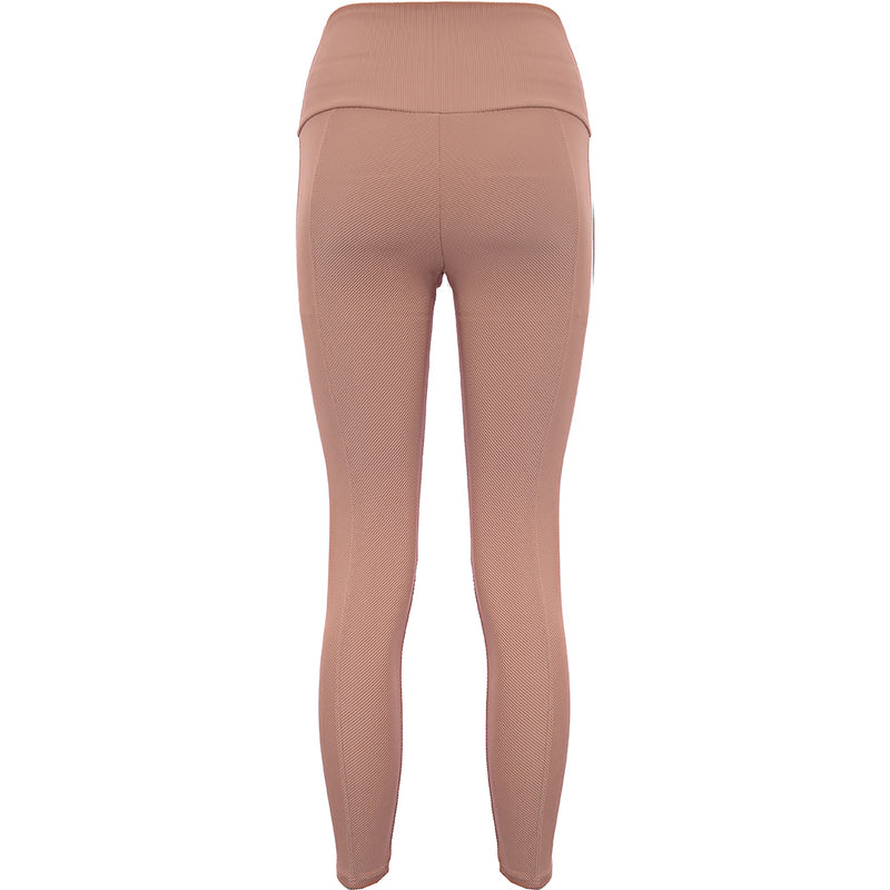 Onzie Womens Beige High Waisted Ribbed Leggings