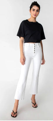 J Brand Womens Lillie High Rise Cropped Flare Jean In White