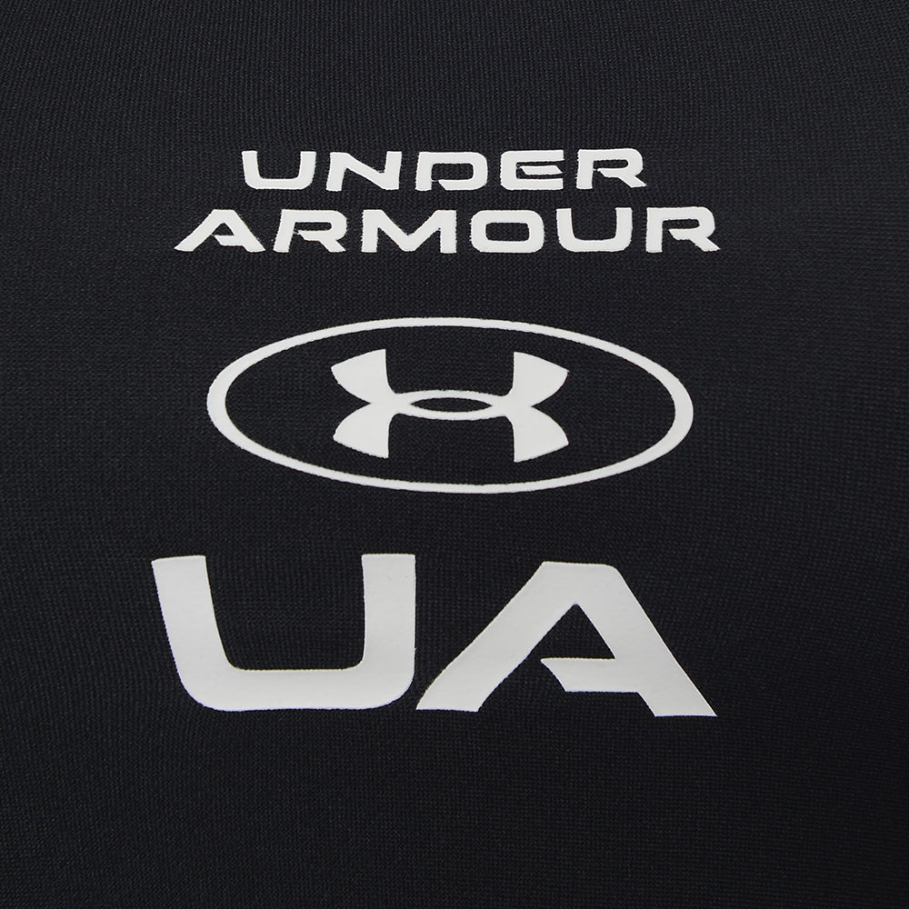 Under Armour Women's Training Heatgear Crossback Graphic Mid Support Sports Bra in Black